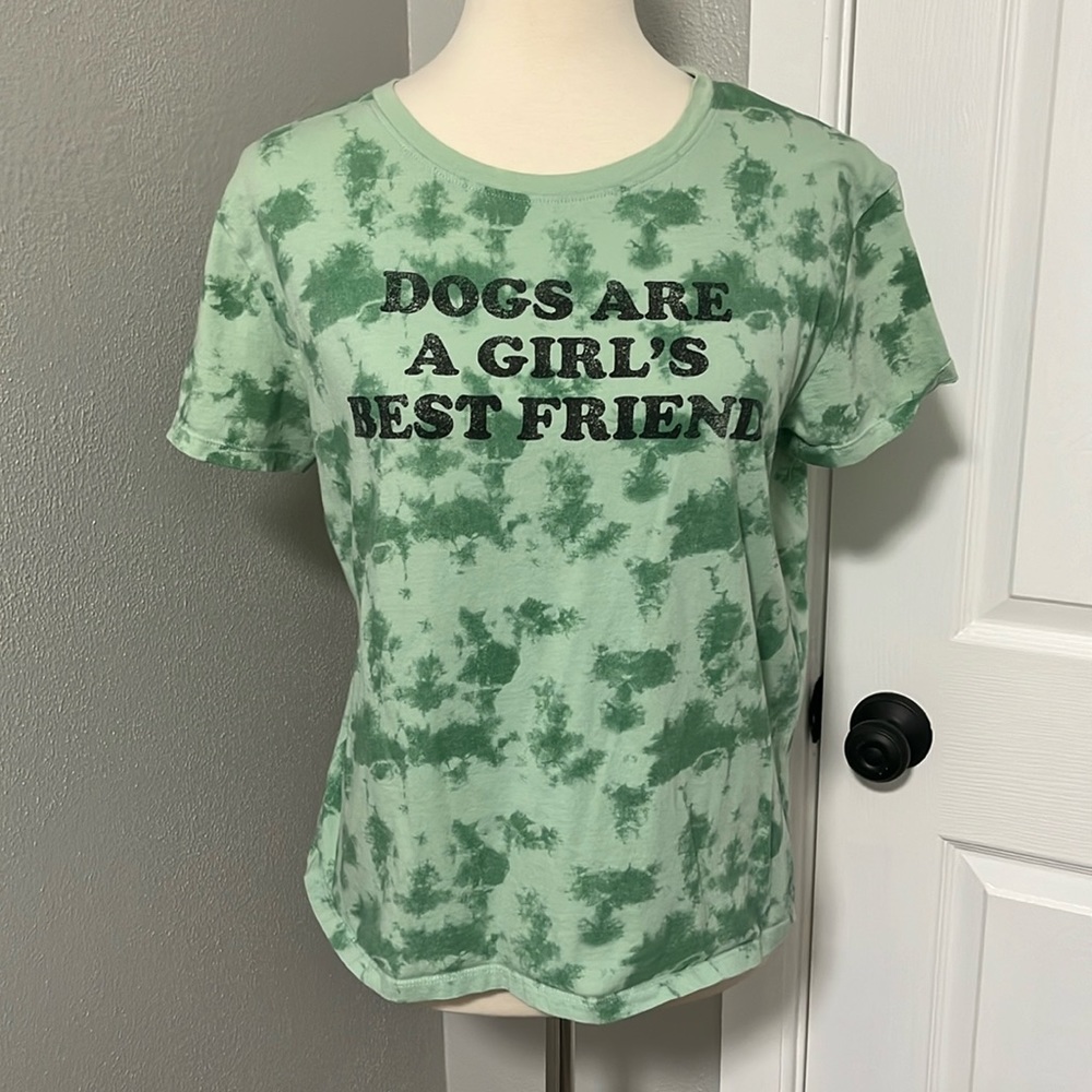 Modern Lux Tie Dye “Dogs Are A Girl’s Best Friend” Short Sleeve Tee Shirt